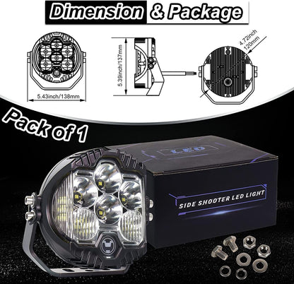 مصباح LED للطرق الوعرة مقاس 5 انش، مقاوم للماء بتصنيف IP67 لمقاومة المياه والغبار مع ضوء كهرماني دي ار ال للسيارات والشاحنات والجرار 4×4 وسيارات الدفع الرباعي وايه تي في والقارب، عبوة من قطعة