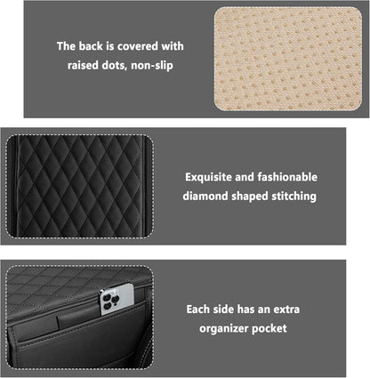 Upgraded Car Center Console Cover,Microfiber Leather Car Armrest Cover Cushion with 2 Storage Bags,Car Armrest Storage Box Car Interior Accessories for Most Vehicles (Black)