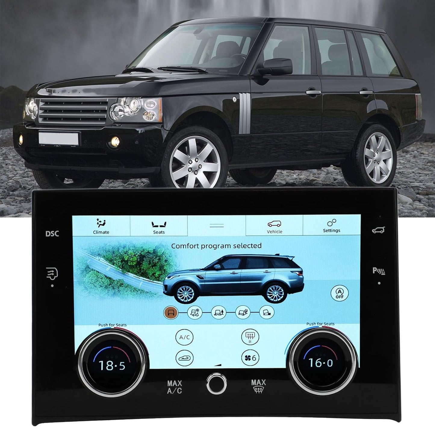 Cryfokt 1080P HD Display Car AC Touchscreen, 10in ABS and Metal with LCD, Day and Night Mode, Easy to Operate for V8