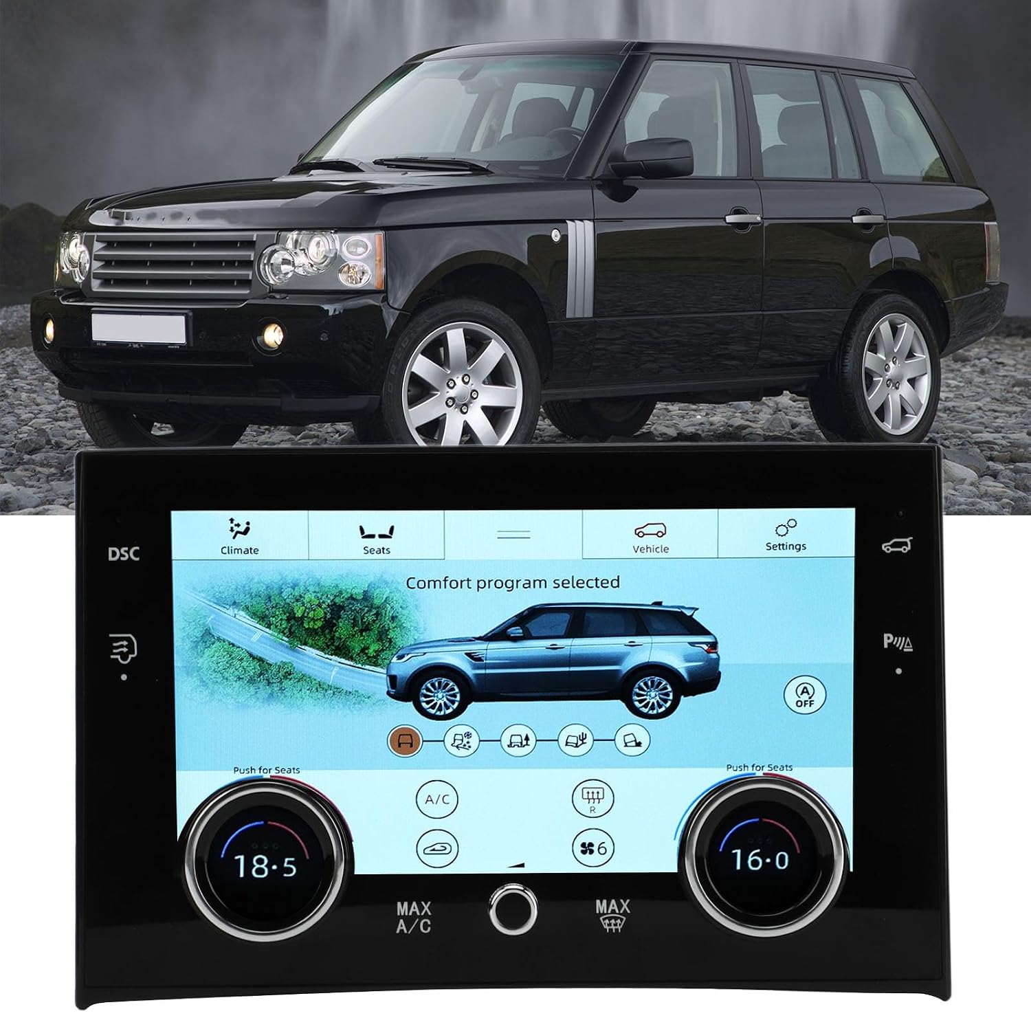 Cryfokt 1080P HD Display Car AC Touchscreen, 10in ABS and Metal with LCD, Day and Night Mode, Easy to Operate for V8