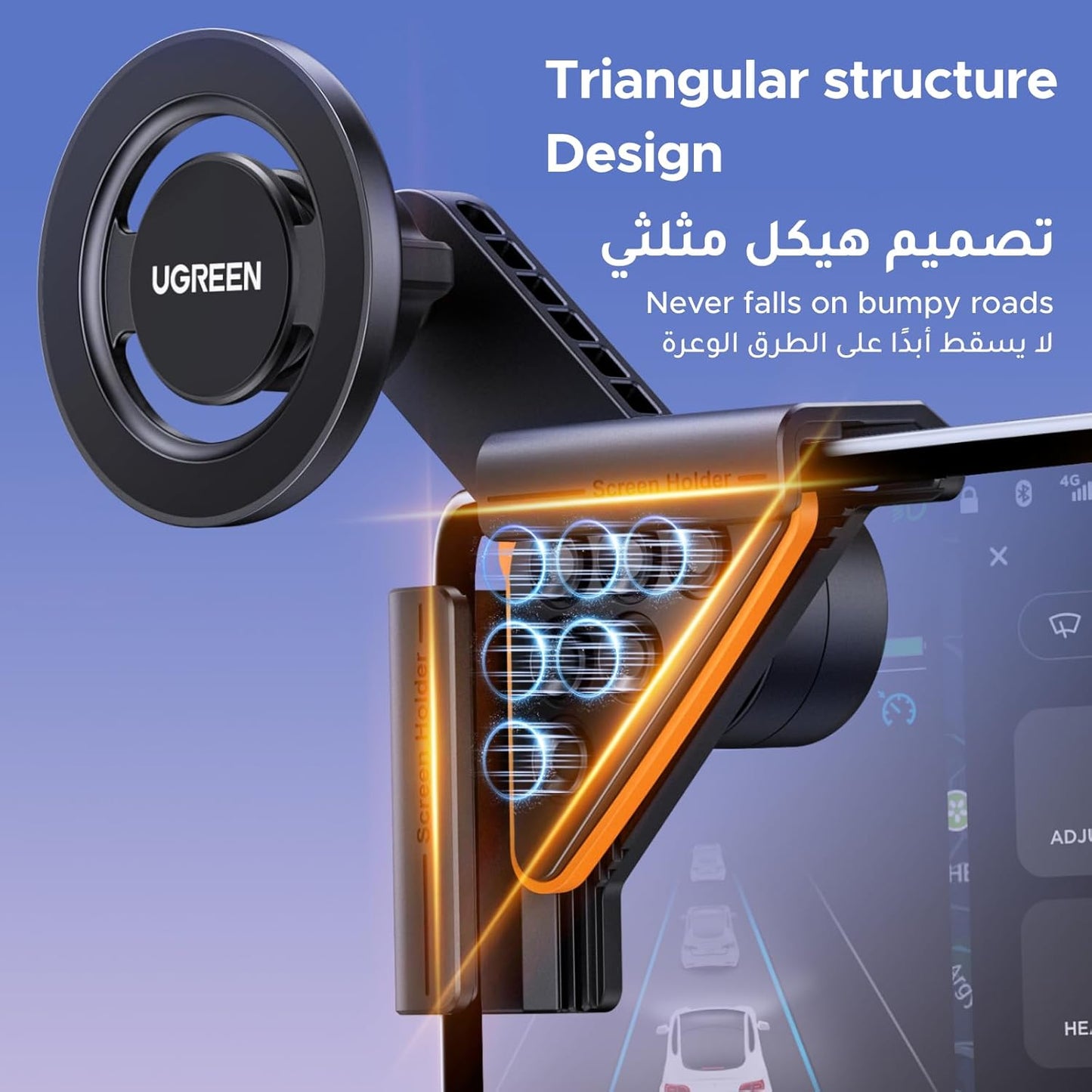حامل موبايل ماج سيف للسيارة من يوجرين، [18 مغناطيس قوي]، [دوران 360 درجة]، [قفل بنقرة واحدة]، حامل موبايل لتيسلا، مناسب لايفون 16/15/14، سامسونج S25/24/23