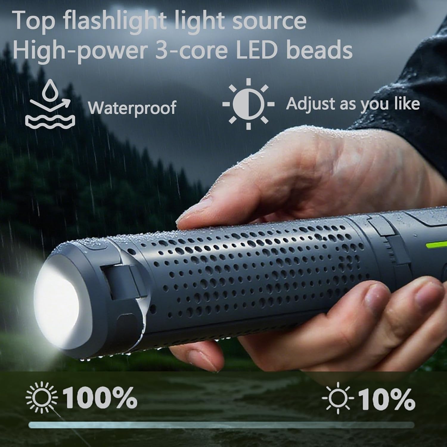 Telescopic Camping Lights Rechargeable 8000 mAh Led Multifunction Lanterns Job Site Lighting Cordless Dimmable Camping Tent Lamp Portable Power Supply 3000LM Waterproof (Cool Grey)