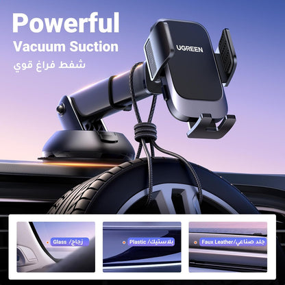 UGREEN Car Phone Holder Car Mount, [Upgraded 4-in-1 Dashboard/Air Vent/Windscreen], [One-button Release], Metal Hook Mobile Holder, Fit for iPhone 17/16/15/14, Samsung S25/24/23, 4.7-7.2" Accessories