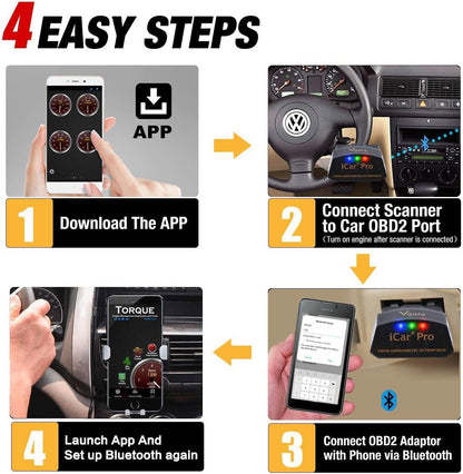 قارئ رموز الأعطاب OBD2 فيجيت آي كار برو بلوتوث 4.0، فاحص رموز OBDII، تحذير فحص المحرك - اي باد ايفون بنظام اي او اس/أندرويد، متوافق مع محول ELM327 (بلوتوث 4.0 لاي باد ايفون بنظام اي او اس/أندرويد)