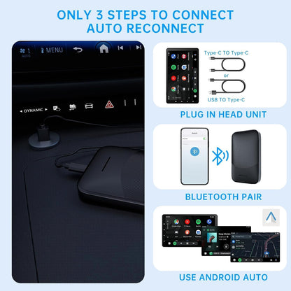 Wireless Android Auto Car Adapter, Plug & Play Dongle For Phones Fit 2015 And Above Cars Converts Wired To