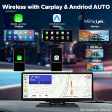 Wireless CarPlay Screen for Car with 2.5K Dash Cam, 1080P Backup Camera, 9.26" Portable Car Stereo with Apple CarPlay, Android Auto, Mirror Link, Loop Recording, GPS Navigation, AUX/FM