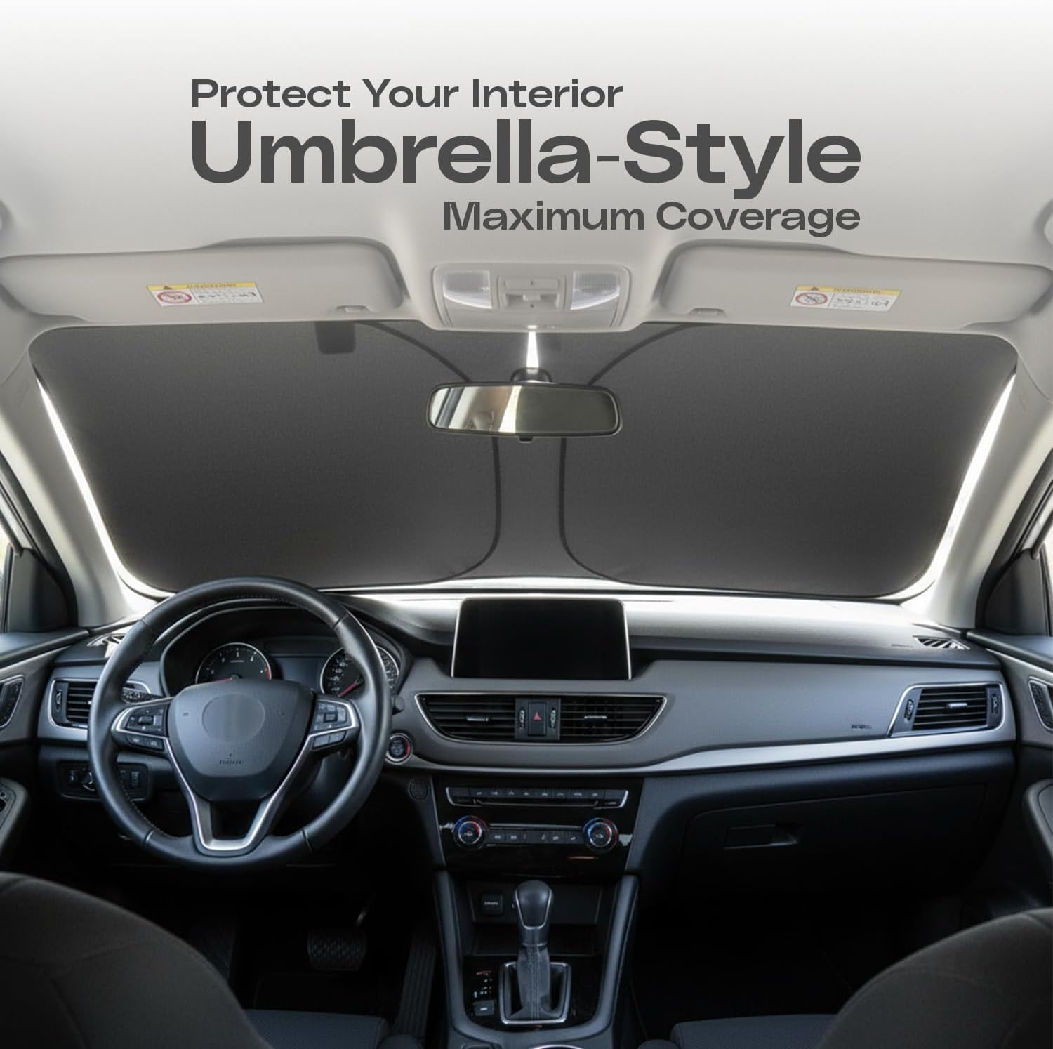 VOXI Car Sun shade 2 Set – Instant Umbrella-Style Windshield Sunshade, UV & Heat Protection, Compact Portable Design, Universal Fit, Easy to Install & Store, Lightweight Car Interior Protection