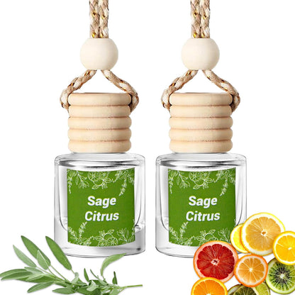 Car Air Freshener Hanging 2 Bottle, Essential Oil Diffuser for Car, Car Air Freshener Cute, Long Lasting Air Freshener for Car, air Fresheners for Women Men, Air Diffusers (whitesage)