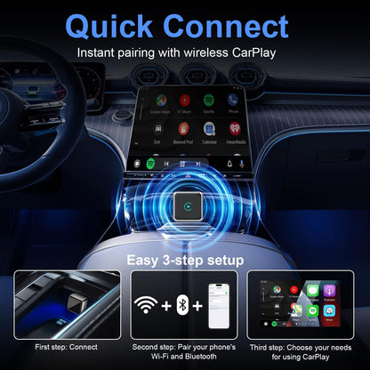 2-in-1 Wireless CarPlay/Android Adapter for Car, Plug & Play CarPlay USB Dongle, Mini CarPlay Adapter for iPhone, Convert Wired to Wireless Conversion with Fast Auto-Connect & Low Latency