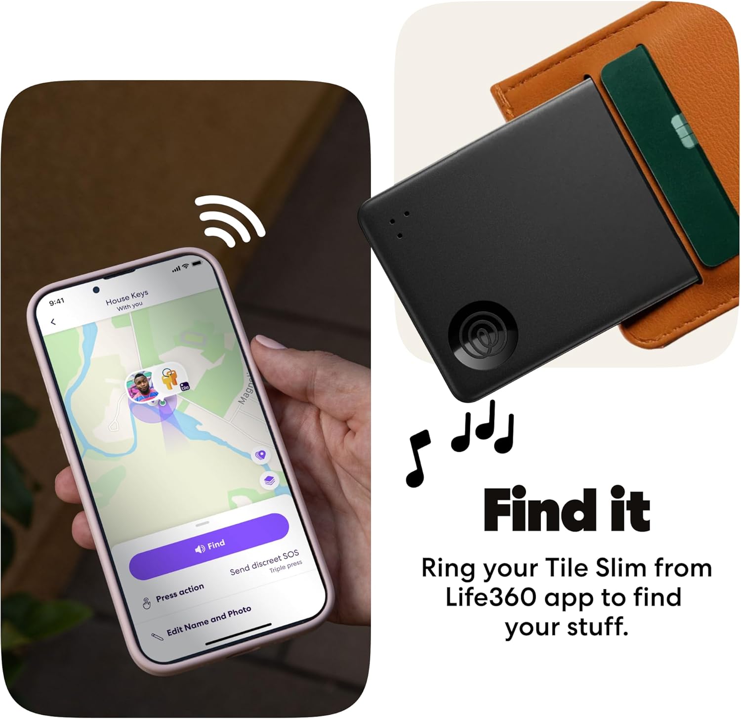 Tile by Life360 Starter Pack - Bluetooth Trackers and Item Finders for Keys, Wallets & More. Both iOS and Android Compatible. Phone Finder. 2-Pack (Black Mate/Slim)