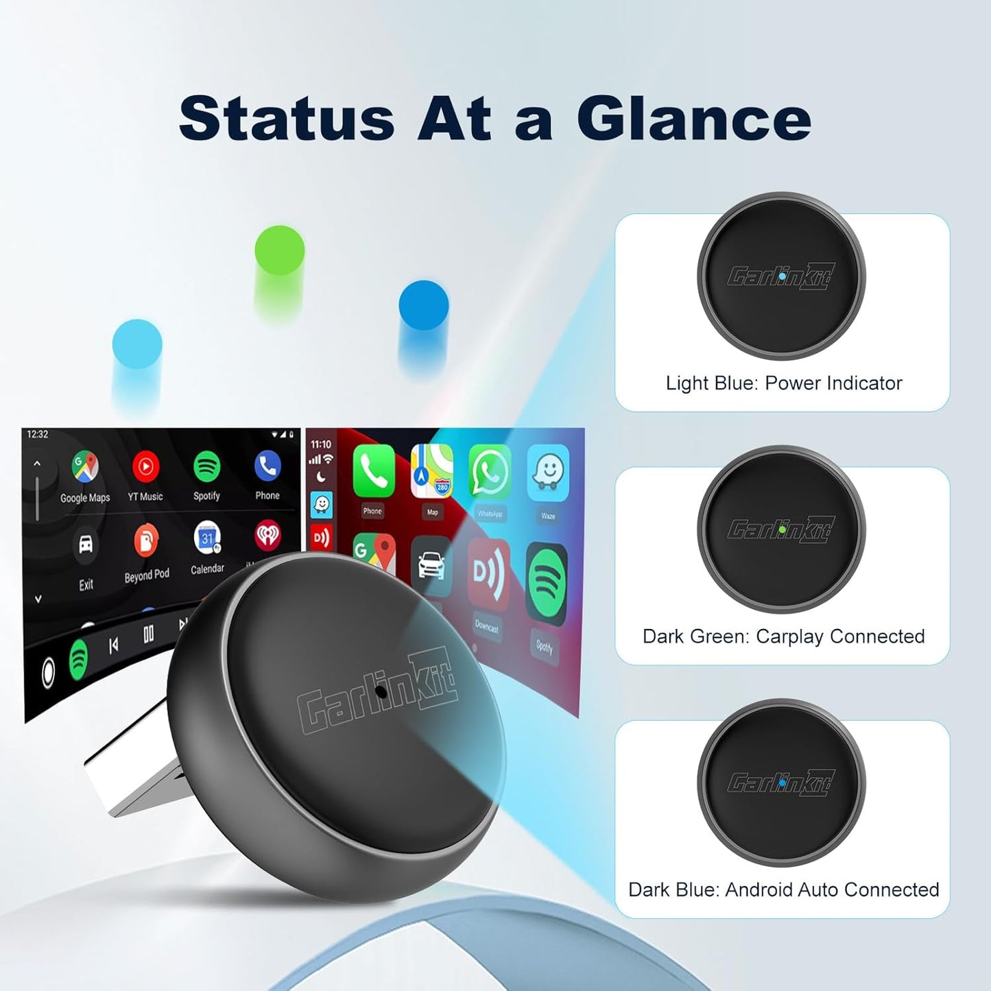 Carlinkit Mini Ultra Wireless CarPlay & Android Car Adapter, Convert Factory Wired to Wireless, USB-A/USB-C Fast Connection for iOS 10+ & Android 11+, Plug & Play Car Play