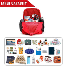 Red Empty First Aid Backpack, Medium Trauma Responder Medical Bag, Durable Travel Emergency Kit for Car, Home, Camping, Hiking, and Outdoor Field Trips
