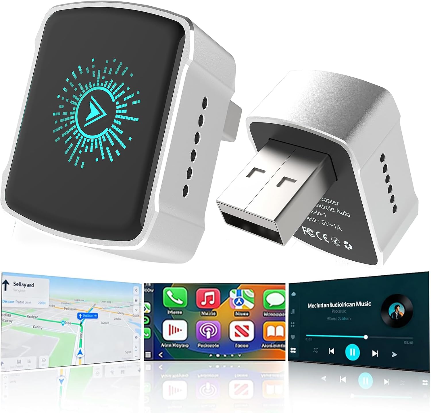Wireless CarPlay Adapter & Android Auto (2-in-1) - Mini USB/USB-C Adapter Converts Wired to Wireless, Plug & Play, Stable Lag-Free for iPhone & Android (2025 Upgraded)