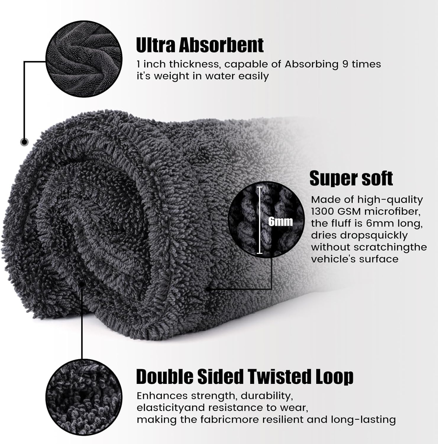 4in1 Car towel set, 2 x 1300 GSM Microfiber Drying Towel, 1x Car Wash Mitt, 1x Car Detailing Brush
