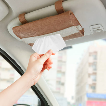LEART Car Tissue Holder Leather – Visor Tissue Box Holder for Car | Tissue Box for Car | Car Accessories Interior | Car Tissue Box | Visor Tissue Box Holder (Camel Visor)