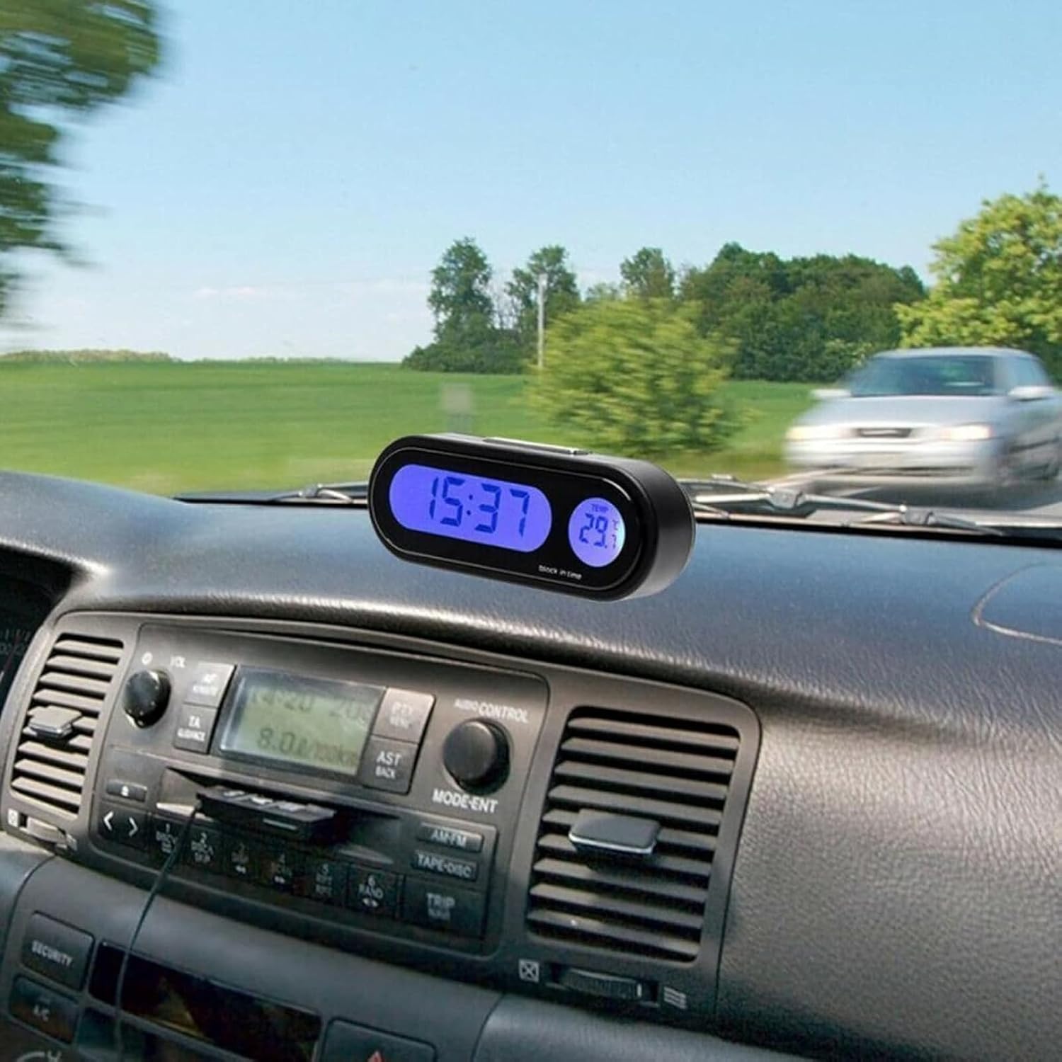 ساعة تابلوه درجة حرارة السيارة، شاشة LCD رقمية داخل السيارة الالكترونية LED مع ميزان حرارة مع اضاءة خلفية للاستخدام الداخلي والخارجي