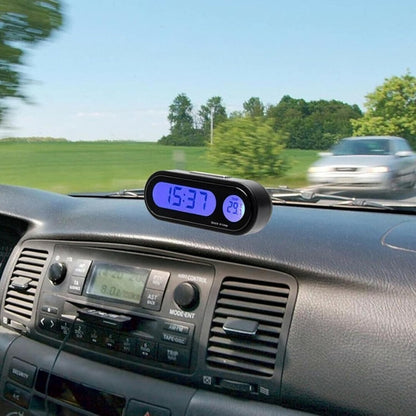 ساعة تابلوه درجة حرارة السيارة، شاشة LCD رقمية داخل السيارة الالكترونية LED مع ميزان حرارة مع اضاءة خلفية للاستخدام الداخلي والخارجي