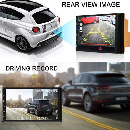 ستيريو سيارة اندرويد مزدوج بشاشة لمس HD 1080P مقاس 7 انش ونظام اندرويد 11 مع نظام تحديد المواقع+نافي+هاي فاي+واي فاي+بلوتوث+RDS+راديو اف ام/ميرور لينك، USB مزدوج مع كاميرا احتياطية (7 انش-(1G+16G))