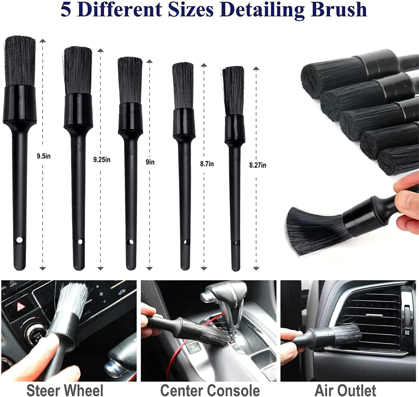 22pcs Car Cleaning Kit,Car Detailing Kit Detailing Brush Set Car Wash Kit,Auto Detailing Drill Brush Set,Car Detailing Brushes for Cleaning Wheels,Dashboard,Interior,Exterior,Leather,Air Vents,Emblems