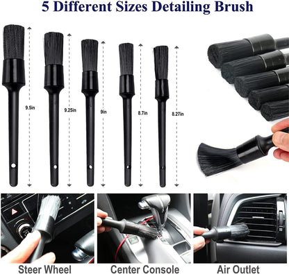 22pcs Car Cleaning Kit,Car Detailing Kit Detailing Brush Set Car Wash Kit,Auto Detailing Drill Brush Set,Car Detailing Brushes for Cleaning Wheels,Dashboard,Interior,Exterior,Leather,Air Vents,Emblems