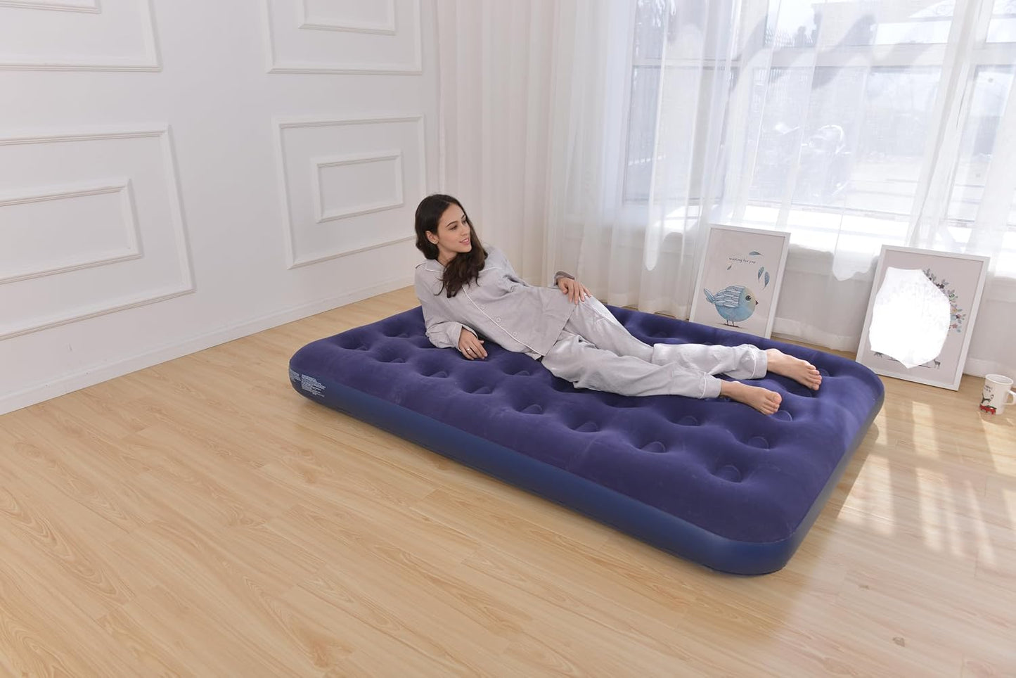 SKY-TOUCH Lightweight Inflatable Air Mattress, Portable Camping Air Bed Comfort Dual-Surface Airbed, Portable Air Bed for Camping, Home & Travel, Flocked Airbed