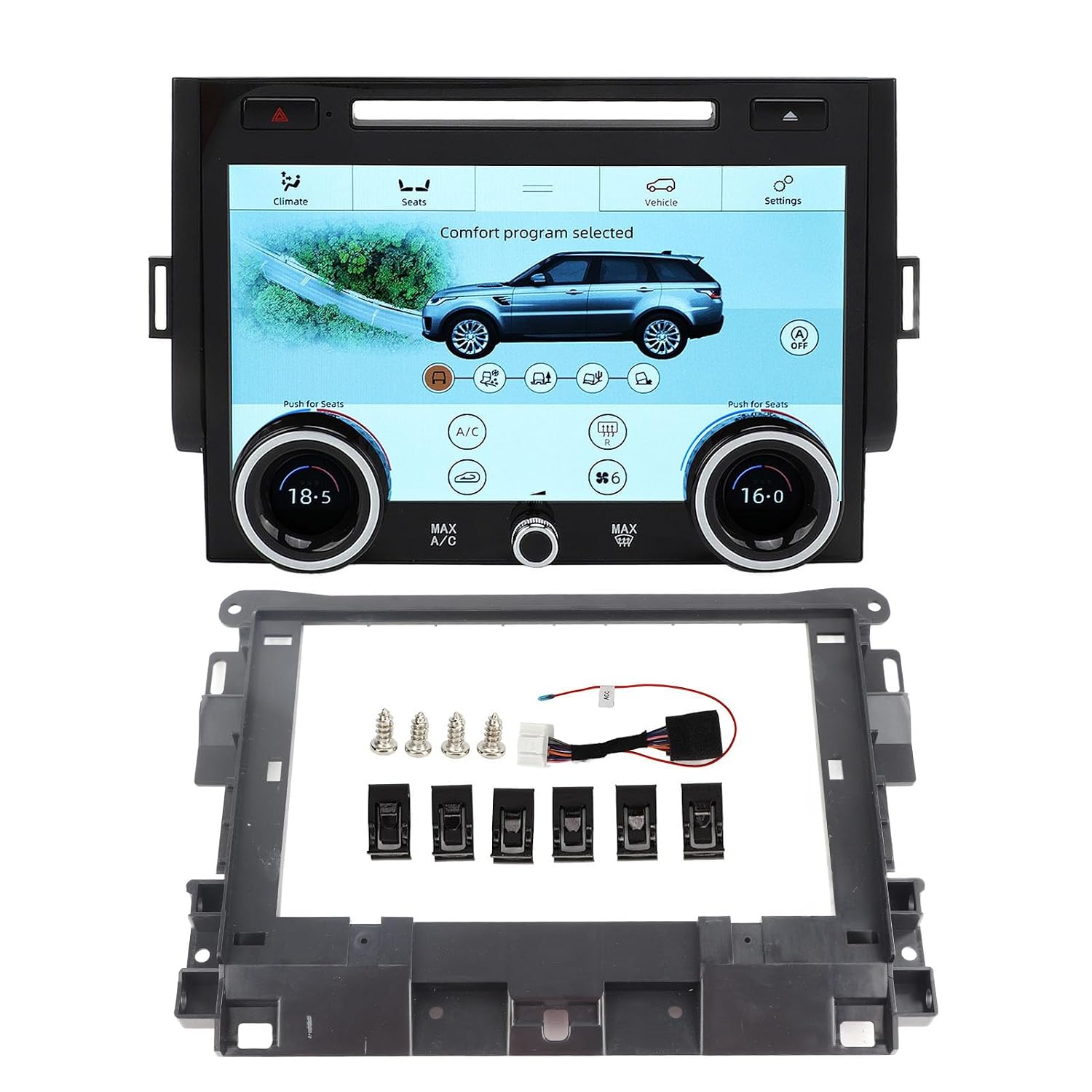 Cryfokt 1080P HD Display Car AC Touchscreen, 10in ABS and Metal with LCD, Day and Night Mode, Easy to Operate for V8