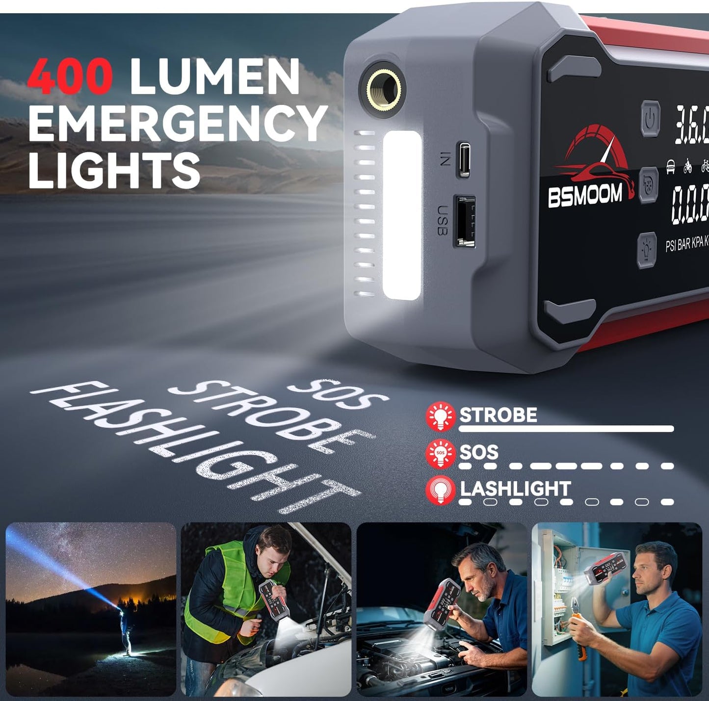 Jump Starter with Air Compressor 8000A, 14 in 1 Car Battery Jump Starter with 45W Quick Charger,(All Gas/14L Diesel),150PSI Tire Inflator & Air Inflator/Deflator Pump