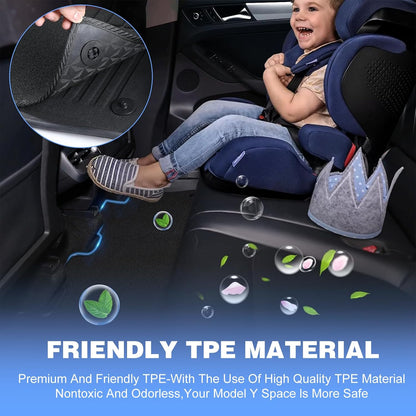 LIODUX 9PCS Floor Mats for Tesla Model Y 2025, Floor Mats with Felt Carpet, All Weather Protection 3D Material Cargo Liner Waterproof Floor Liner Model Accessories Custom (Model Y (2025), 9 PCS)