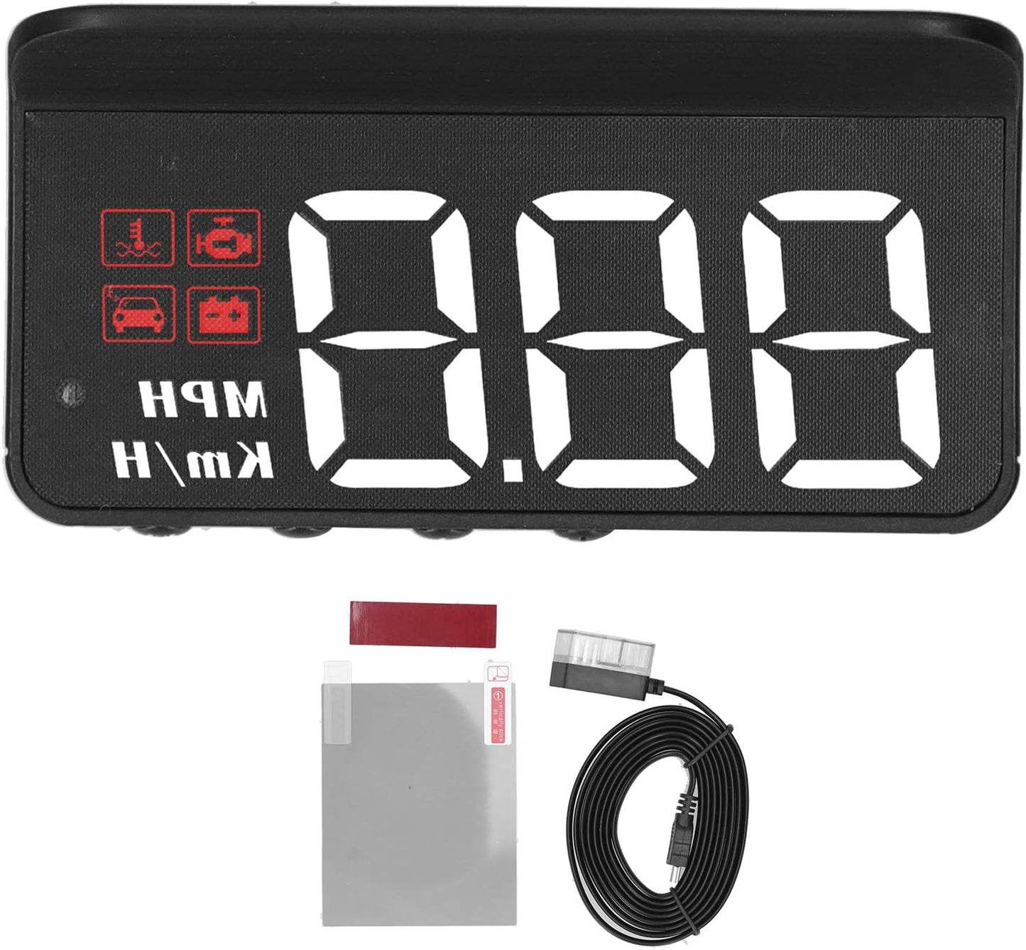 Car Speedometer, OBD2 HUD Windscreen Projector Multifunctional Display Alarm Fatigue Driving Reminder