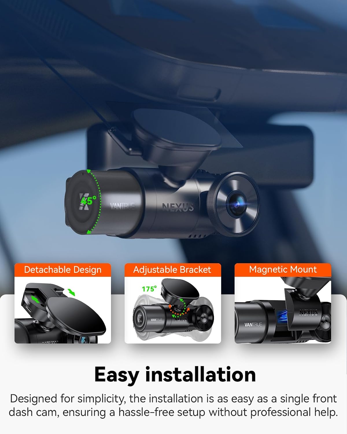 VANTRUE N2X Dash Cam 2.7K Front and Inside, STARVIS 2 IMX675, Dual Dash Cam For Cars, Car camera with 5G WiFi, HDR, Night Vision, GPS, 24H Buffered Parking Mode, 60fps, Voice Control,Support 512GB Max