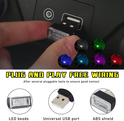 أوغيني 6 قطع مصباح LED USB للسيارة والاماكن الداخلية باضواء احادية اللون، مصباح USB مزود بالفضاء اللوني RGB لتوفير اضاءة ليلية مزخرفة، مجموعة إضاءة محيطة داخلية محمولة للسيارات، اكسسوارات داخلية
