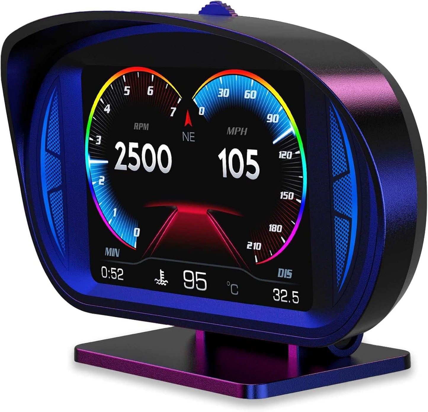 عداد سرعة رقمي OBD2 من تيرفي، شاشة عرض عالمية (اتش يو دي)، مع شاشة رقمية متعددة الوظائف وأعداد منبه متعددة، مع سرعة ومقياس سرعة الدوران واستكشاف الأخطاء وإصلاحها، لمعظم المركبات بعد عام 2008