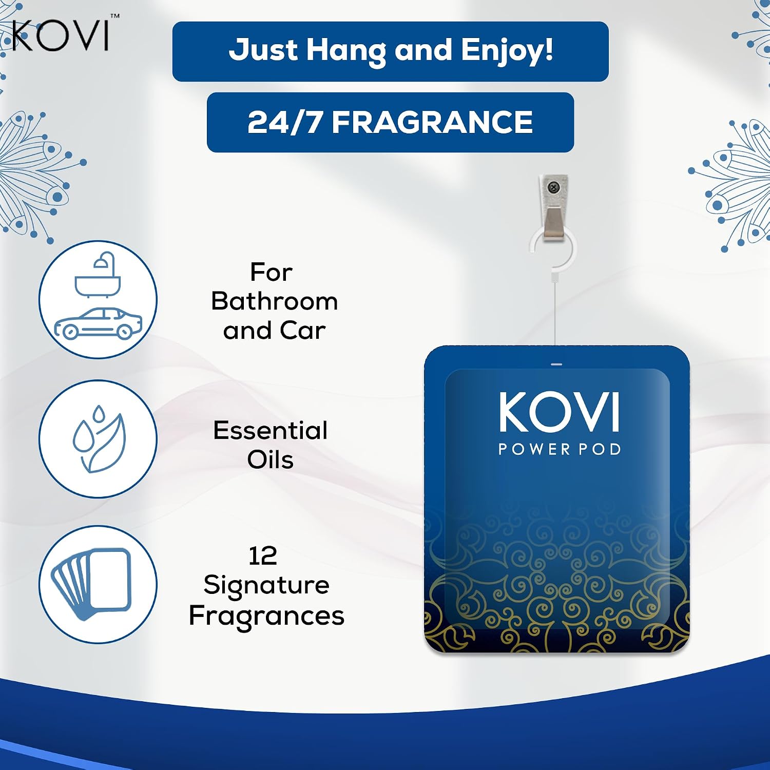 KOVI Air Fragrance Power Pod- Arabian Scents, Premium Oud Collection, 24/7 Fragrance for Bathroom and Car, Essential Oils, Lasts Up to 30 Days, Pack of 6 (10g Each)