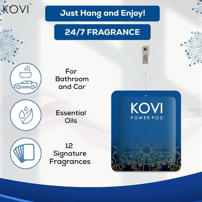 KOVI Air Fragrance Power Pod- Arabian Scents, Premium Oud Collection, 24/7 Fragrance for Bathroom and Car, Essential Oils, Lasts Up to 30 Days, Pack of 6 (10g Each)