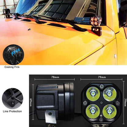أليكسترييم EX40WF2 مجموعة مصابيح ضباب LED بأربعة مصابيح فائقة السطوع لقيادة السيارات والدراجات النارية والسيارات الرياضية متعددة الاستخدامات (40 واط، ضوء أبيض، قطعتان)