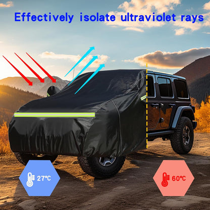 Waterproof Car Cover for Jeep Wrangler 4 Door Weather Protection Car Cover 192 x 75 for 174 inch Wrangler