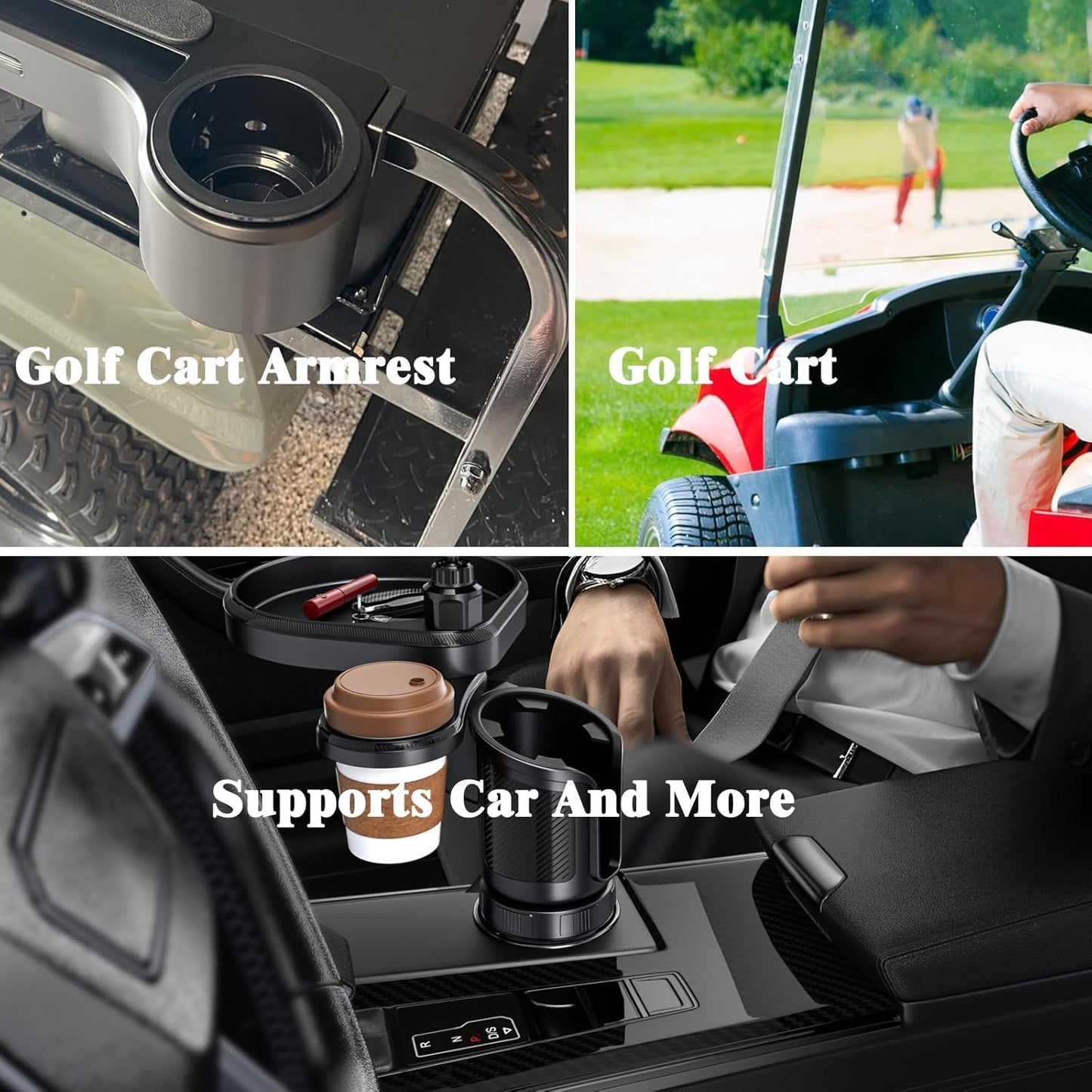 X spring Cup Holder Extender, Black Car Cup Holder Expansion Adapter, Multi-Functional Vehicle Drink Organizer for Road Trips, Commuting, and Daily Driving Convenience