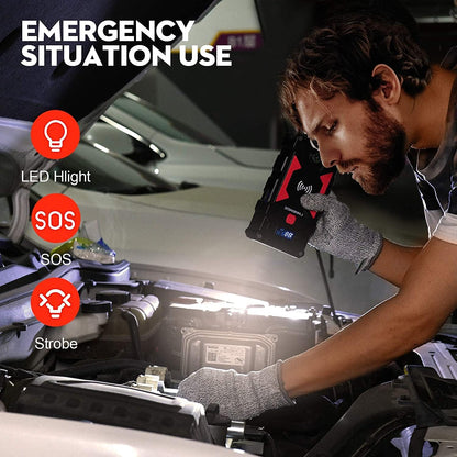 FNNEMGE Car Jump Starter, 6000A Peak 26800mAh Car Battery Starter(Up to All Gas, 10.0L Diesel Engine), with USB Quick Charge 3.0,LED Light, EC-5 Output. …