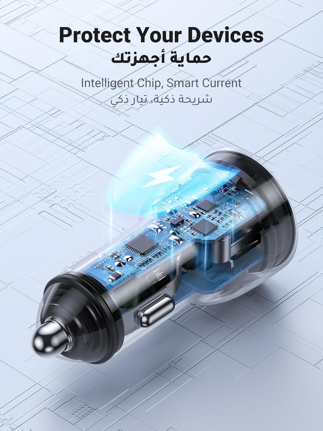 يوجرين شاحن سيارة مزدوج USB-C PD 50W، شاحن بطارية سيارة سريع الشحن بمقبس سيارة مزدوج النوع سي، شاحن سيارة USB PD لهاتف ايفون 16 برو/16 برو ماكس/16/15/14/13/12، جالاكسي S24/S23/22/21، ايبود برو 6/Air 5
