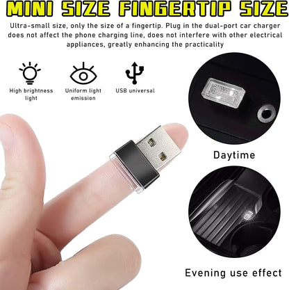 أوغيني 6 قطع مصباح LED USB للسيارة والاماكن الداخلية باضواء احادية اللون، مصباح USB مزود بالفضاء اللوني RGB لتوفير اضاءة ليلية مزخرفة، مجموعة إضاءة محيطة داخلية محمولة للسيارات، اكسسوارات داخلية