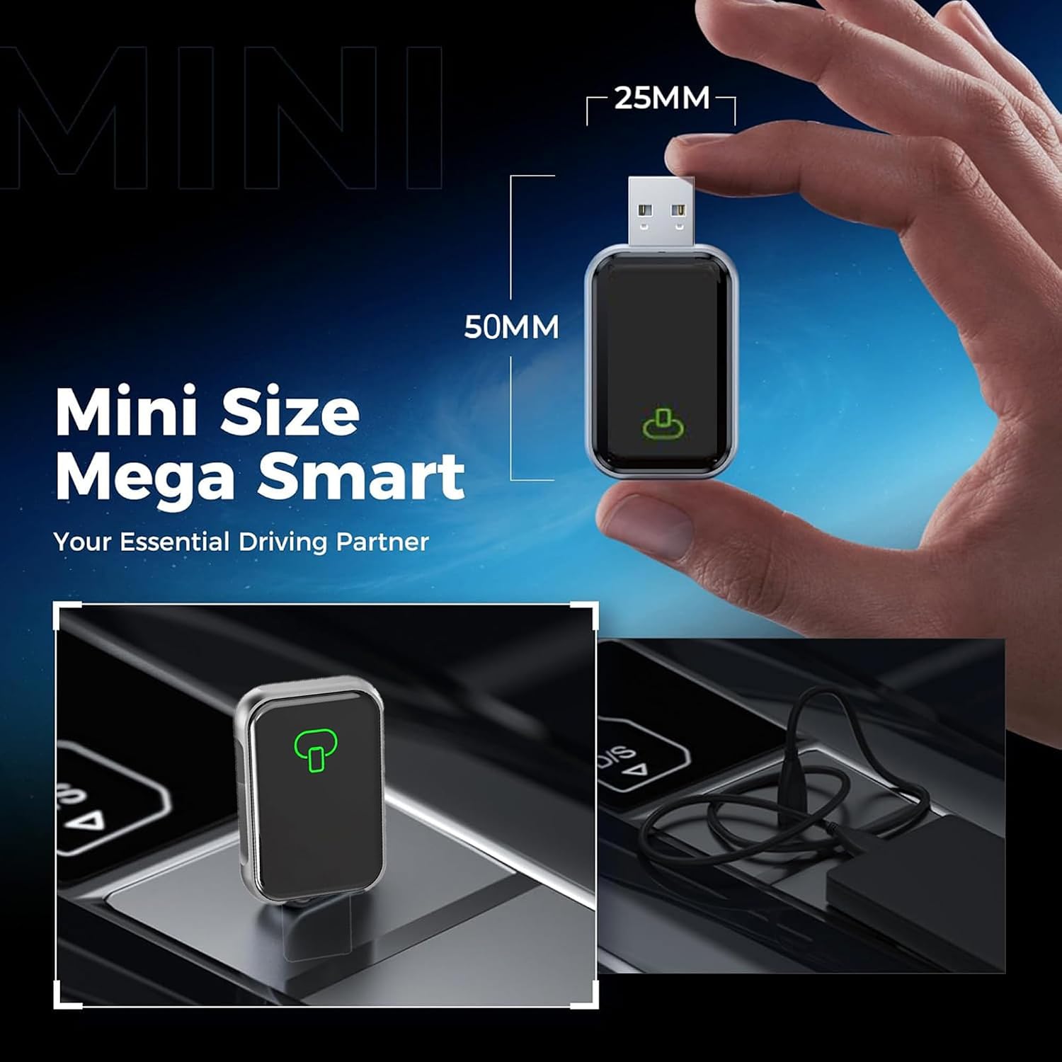 Wireless Carplay Mini Car Play Android Auto Adapter, Metal Design 2-in-1 Convert Wired to Wireless CarPlay Adapter,No Delay and Stable Control Mini Size With Extension USB-C&Type-C (Black)