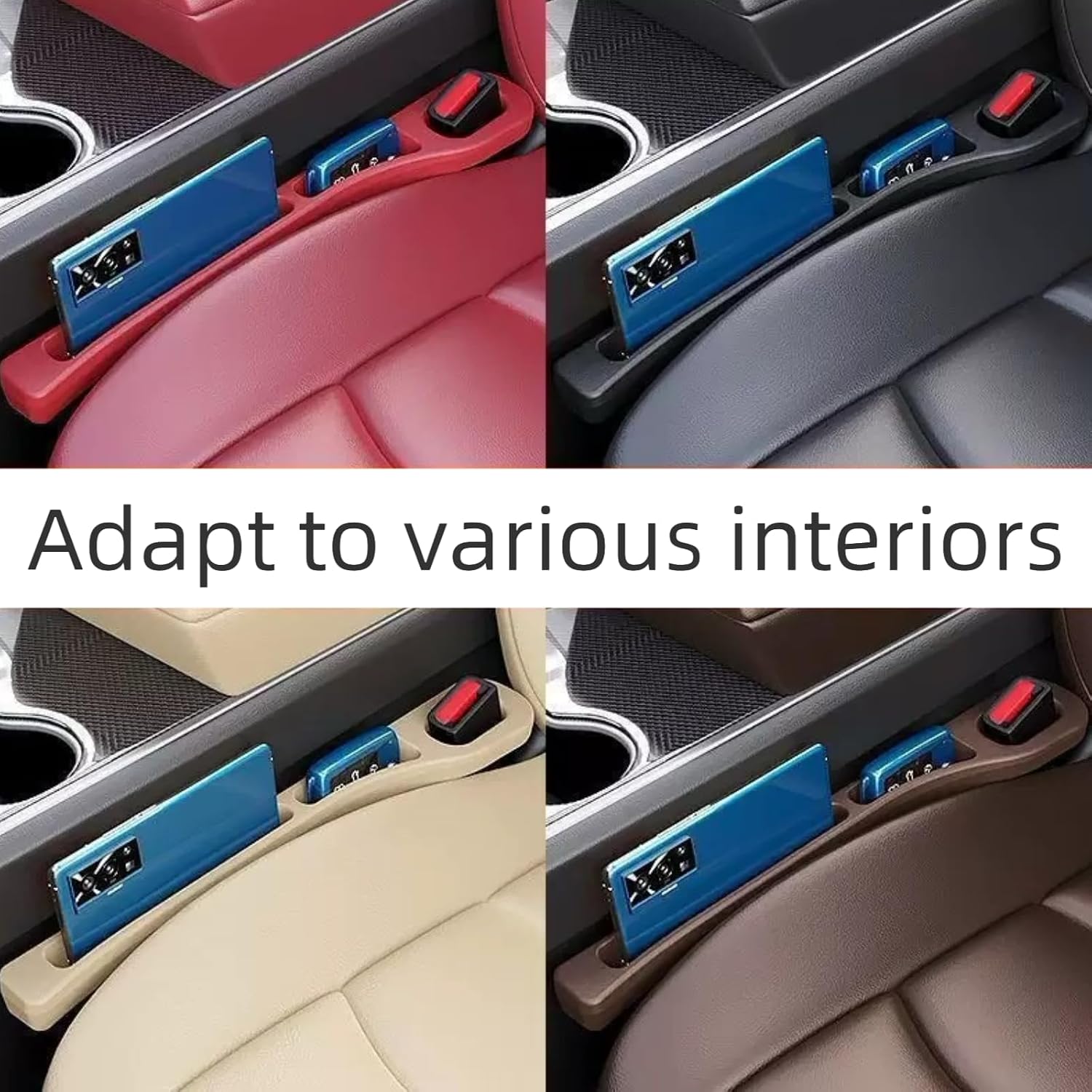 2 Pack Car Seat Gap Filler Organizer - Universal Storage Pockets for Cars/SUVs/Trucks | EVA Gap Stopper Prevents Phone/Keys from Falling | Stylish Car Interior Accessories (black)