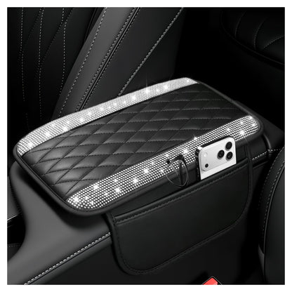 Upgraded Car Center Console Cover,Microfiber Leather Car Armrest Cover Cushion with 2 Storage Bags,Car Armrest Storage Box Car Interior Accessories for Most Vehicles (Black)