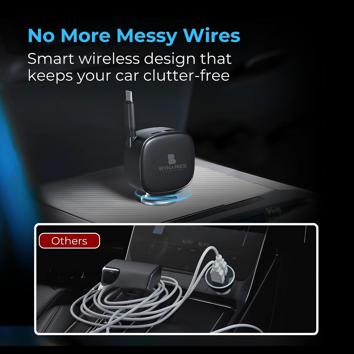 شاحن سيارة قابل للسحب 84 واط من بيناريز، شحن سريع مزدوج PD 33 واط، USB-C مع كيبل شاحن سيارة مدمج 80 سم، صغير للغاية، محول سيارة لايفون 15/16/17، سامسونج، ماك بوك وايربودز.