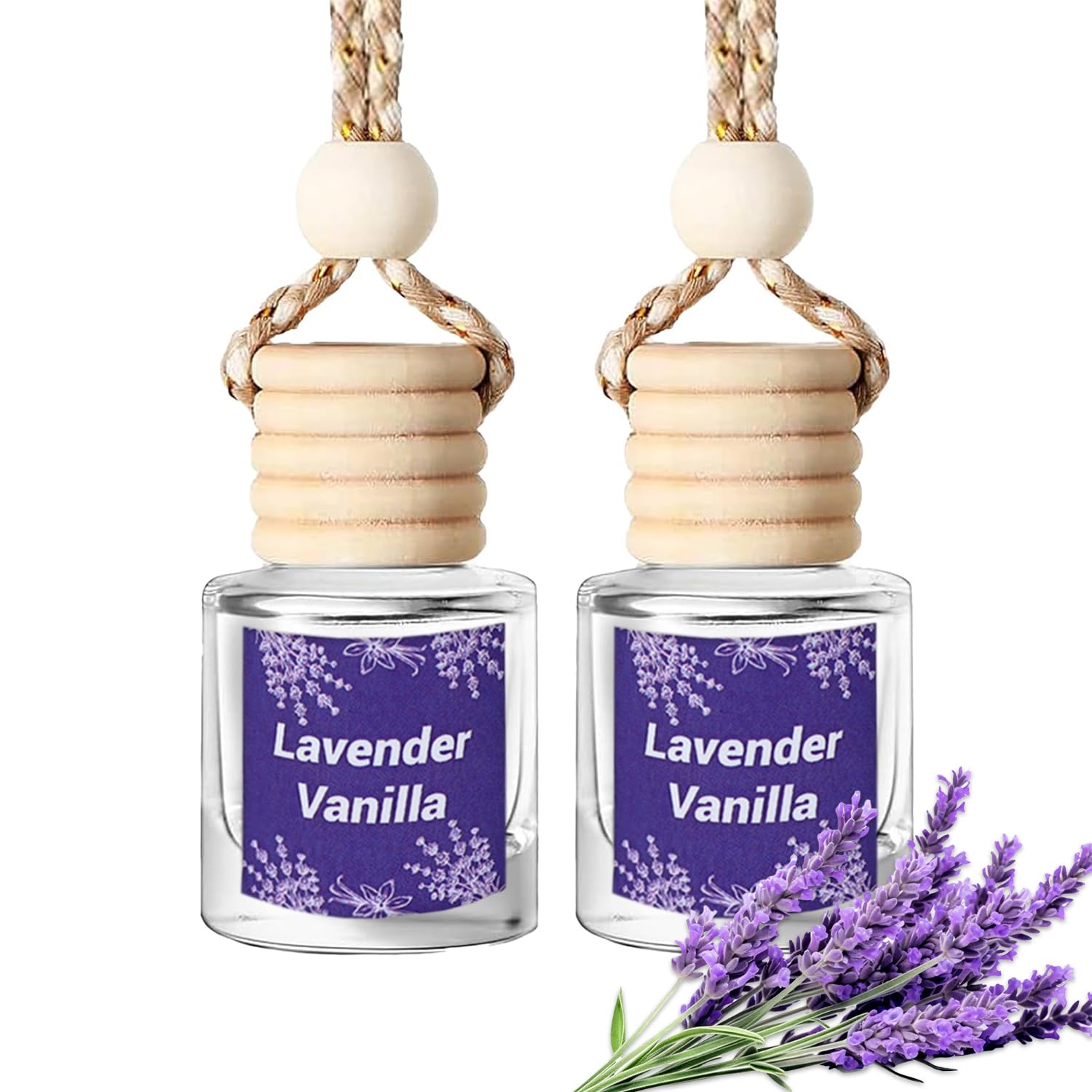 Car Air Freshener Hanging 2 Bottle, Essential Oil Diffuser for Car, Car Air Freshener Cute, Long Lasting Air Freshener for Car, air Fresheners for Women Men, Air Diffusers (whitesage)