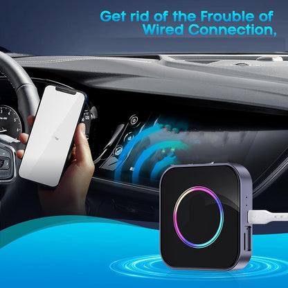 Goshyda 6 in 1 Auto Wireless Adapter, Converts Wired Car Play Android Auto to Wireless, 4G LTE SIM Card Slot, 4+64GB, Split Screen & OTA Updates