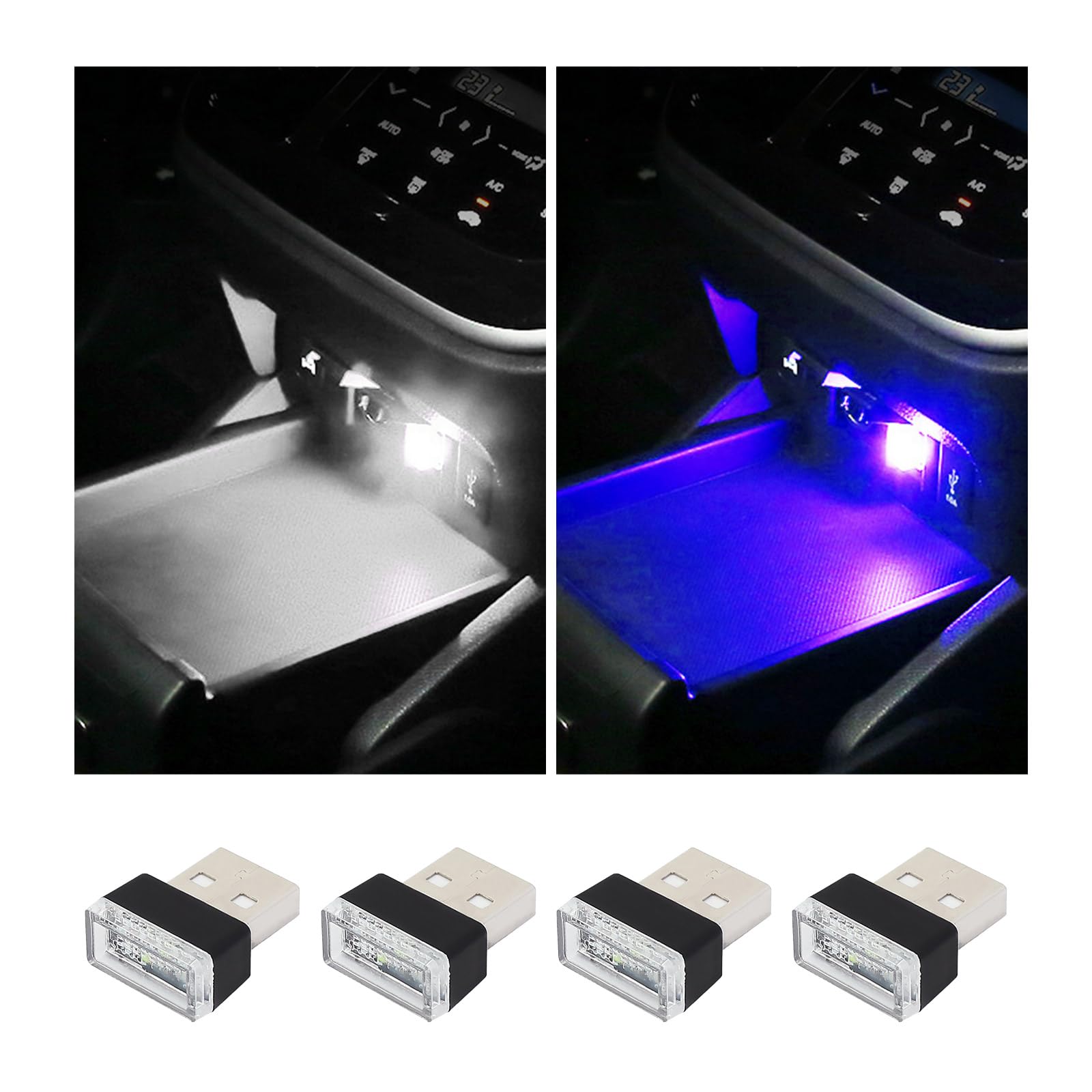 أوغيني 6 قطع مصباح LED USB للسيارة والاماكن الداخلية باضواء احادية اللون، مصباح USB مزود بالفضاء اللوني RGB لتوفير اضاءة ليلية مزخرفة، مجموعة إضاءة محيطة داخلية محمولة للسيارات، اكسسوارات داخلية