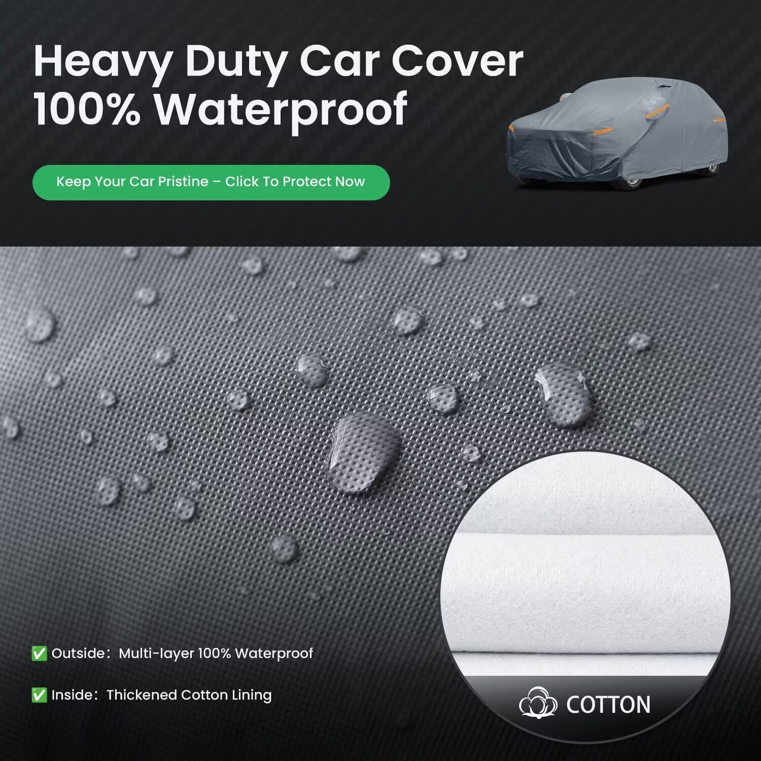 7-Layer All Weather Car Cover Fits for Nissan Patrol Y62 Y63 2010-2026 | Waterproof, UV Proof with Zipper Door (Nissan Patrol Y62 Y63 2010-2026)