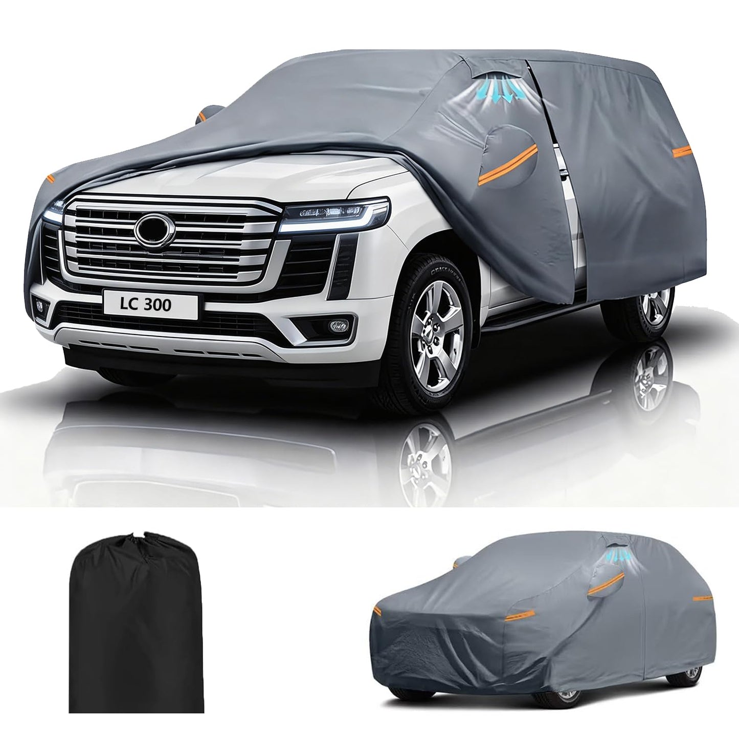 7-Layer All Weather Car Cover Fits for Nissan Patrol Y62 Y63 2010-2026 | Waterproof, UV Proof with Zipper Door (Nissan Patrol Y62 Y63 2010-2026)