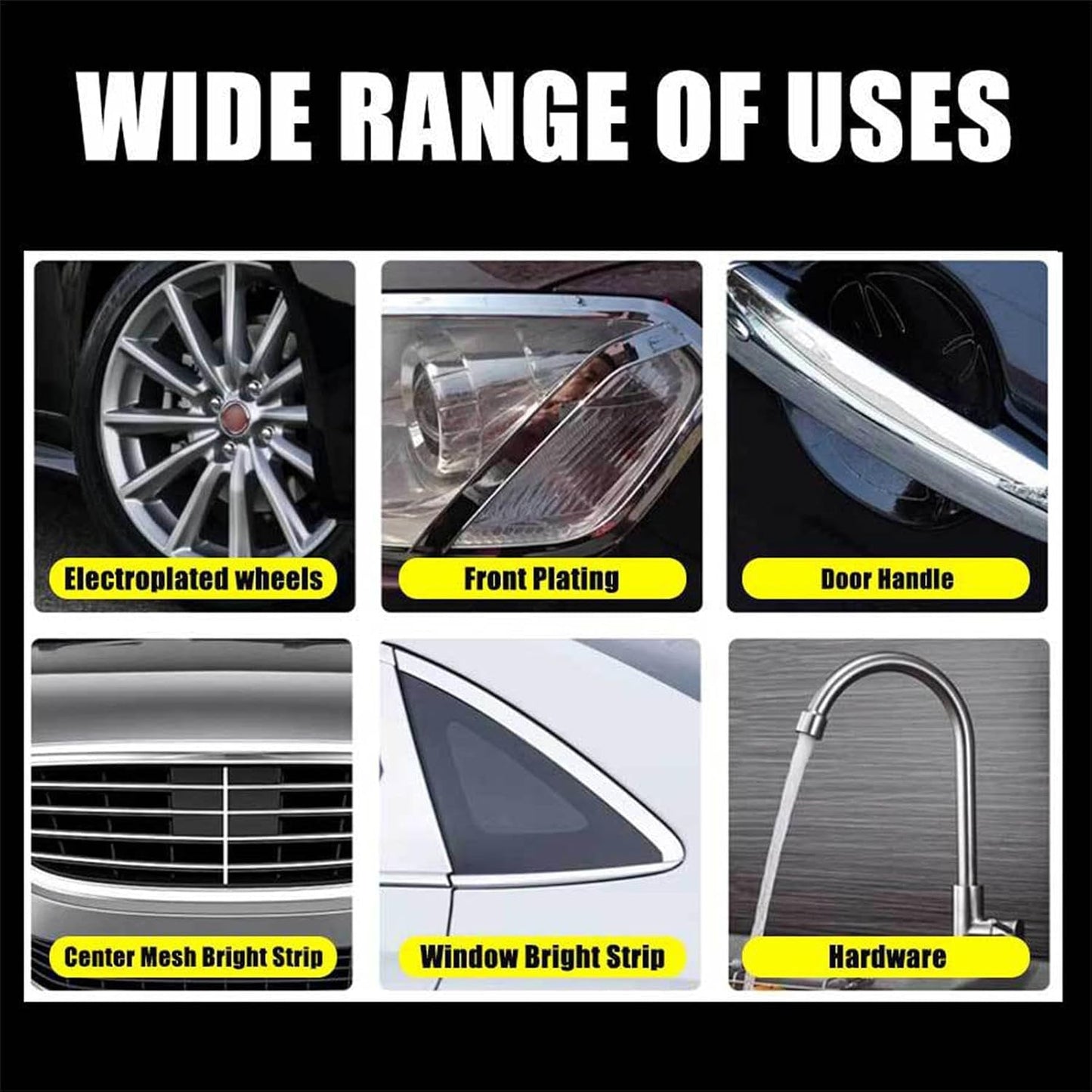 Car Chrome Polish, Versatile Metal Cleaner, Polishing Compound Emblems, Chrome Plate Retreading Agent, Creative Rust Removal Cleaner, Car Metal Polish for SUVs, RVs, and Motorcycles